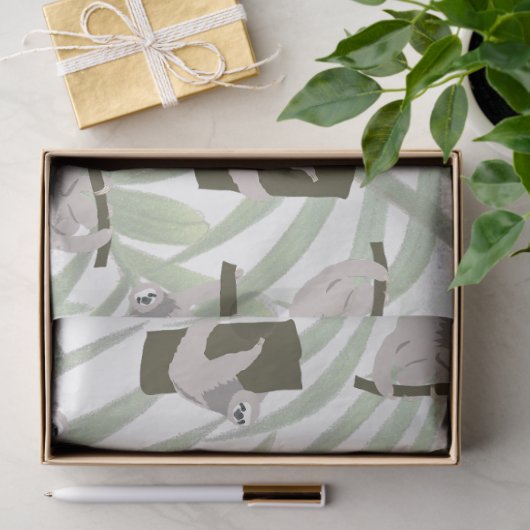 Niedliches Faultiermuster im Wildwald Seidenpapier (Geschenk)