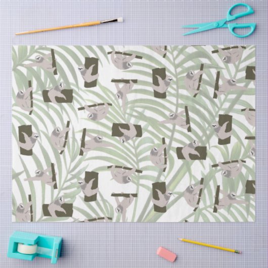 Niedliches Faultiermuster im Wildwald Seidenpapier (Basteln)