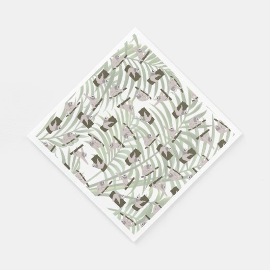 Niedliches Faultiermuster im Wildwald Serviette (Ecke)