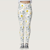 Niedliches Federblumenmuster Leggings (Vorderseite)