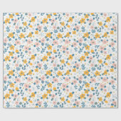 Niedliches Federrosa und gelbe Blumenmuster Geschenkpapier (Flach)