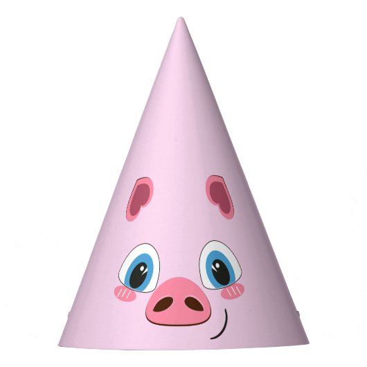 Niedliches Ferkel, blaue Augen Partyhütchen (Vorderseite)
