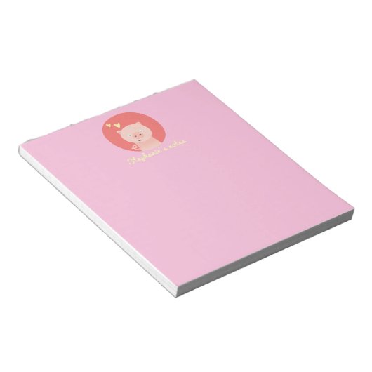 Niedliches Ferkel - Personalisierte Girls Notepad Notizblock (angewinkelt)
