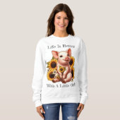 Niedliches Ferkel umgeben von Sonnenblumen Sweatshirt (Vorne ganz)