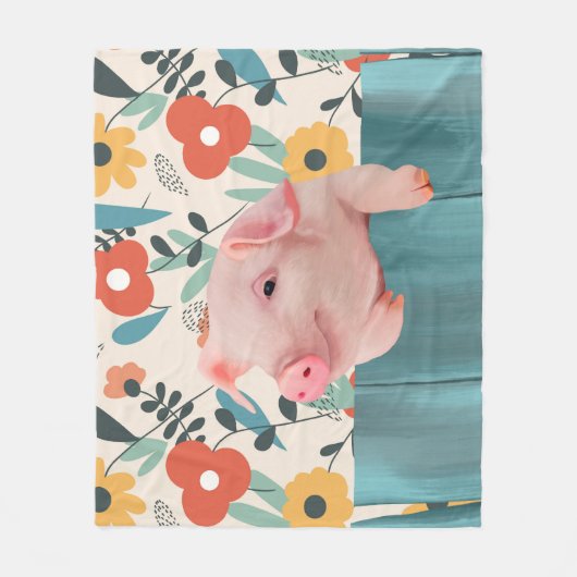 Niedliches Ferkel und fröhliche Blume Fleecedecke (Vorderseite)