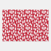 Niedliches Fest: Rot und Weiß Geschenkpapier Set (Vorderseite)