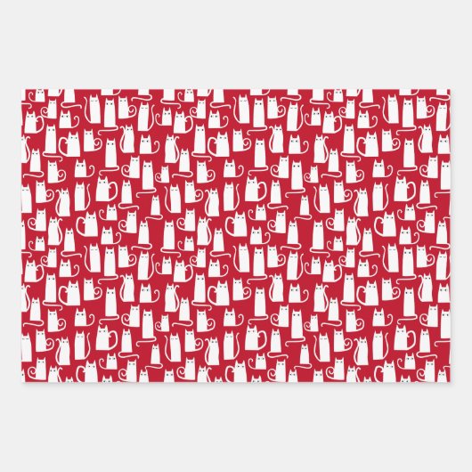 Niedliches Fest: Rot und Weiß Geschenkpapier Set (Vorderseite)