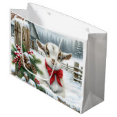 Niedliches festes Baby-Ziege auf dem Bauernhof Wei Große Geschenktüte (Vorderseite Schrägansicht)