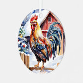 Niedliches festes Huhn Weihnachten Personalisiert Ornament Aus Metall (Vorderseite links)