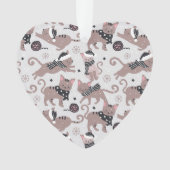 Niedliches festes Katzenmuster Weihnachtsbaum Herz Ornament (Vorderseite)