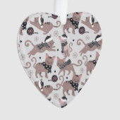Niedliches festes Katzenmuster Weihnachtsbaum Herz Ornament (Vorderseite)