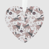 Niedliches festes Katzenmuster Weihnachtsbaum Herz Ornament (Rückseite)