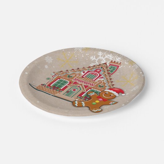 Niedliches festes Lebkuchen Babydusche Pappteller (Schrägansicht)