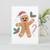 Niedliches festes Lebkuchen Mann Weihnachtskoch Einladung (Stehend Vorderseite)