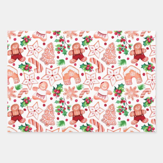 Niedliches festes Lebkuchengebäck Weihnachten Geschenkpapier Set (Vorderseite)