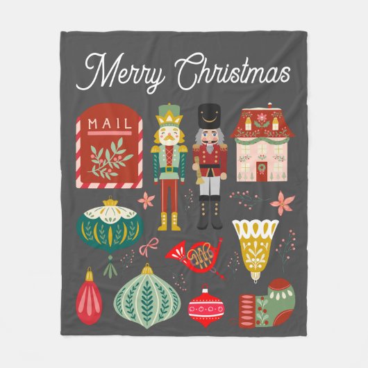 Niedliches festes Nutcracker-Muster Weihnachten Ro Fleecedecke (Vorderseite)