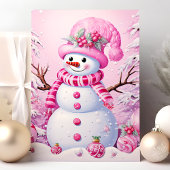 Niedliches festes Pink Snowman Weihnachten