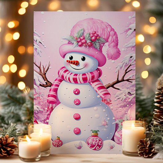 Niedliches festes Pink Snowman Weihnachten