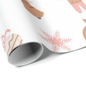 Niedliches festes Pink Weihnachtskuchen Schneefloc Geschenkpapier (Rolleneckpunkt)