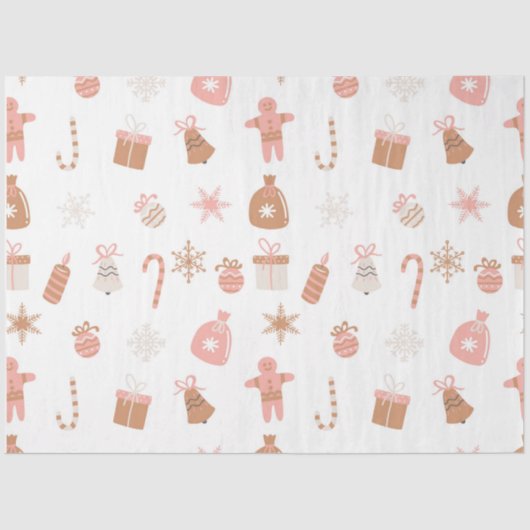 Niedliches festes Pink Weihnachtskuchen Schneefloc Seidenpapier (Vorderseite)