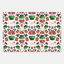 Niedliches festes Red Kasky Weihnachtsfest Geschenkpapier Set