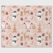 Niedliches festes Rosa Weihnachtsbaum Snowman Rent Geschenkpapier (Flach)