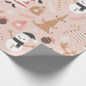 Niedliches festes Rosa Weihnachtsbaum Snowman Rent Geschenkpapier (Ecke)
