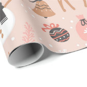 Niedliches festes Rosa Weihnachtsbaum Snowman Rent Geschenkpapier (Rolleneckpunkt)