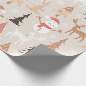 Niedliches festes Rosa Weihnachtsbaum Snowman Rent Geschenkpapier (Ecke)