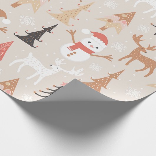 Niedliches festes Rosa Weihnachtsbaum Snowman Rent Geschenkpapier (Ecke)