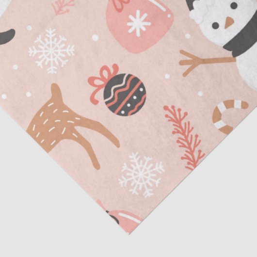 Niedliches festes Rosa Weihnachtsbaum Snowman Rent Seidenpapier (Ausschnitt)