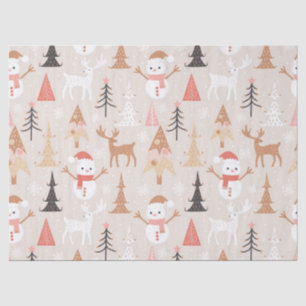 Niedliches festes Rosa Weihnachtsbaum Snowman Rent Seidenpapier