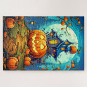 Niedliches festes Spuk Haus | Frohe Halloween Puzzle (Horizontal)