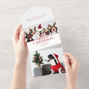 Niedliches Festfest Frohe Weihnachtstypografie F All In One Einladung