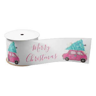 Niedliches festliches Vintages Rosa Auto Aqua Satinband