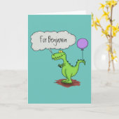 Niedliches Feuer Atmen Grün lustigen Drachen Carto Karte (Gelbe Blume)