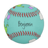 Niedliches Feuer atmet grün lustiger Drache Cartoo Baseball (Rückseite)