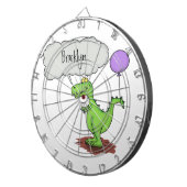 Niedliches Feuer atmet grün lustiger Drache Cartoo Dartscheibe (Vorderseite rechts)