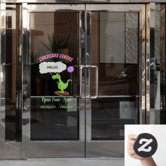 Niedliches Feuer atmet grün lustiger Drache Cartoo Fensteraufkleber (Büro Tür)