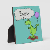 Niedliches Feuer atmet grün lustiger Drache Cartoo Fotoplatte (Vorderseite)