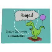 Niedliches Feuer atmet grün lustiger Drache Cartoo Große Geschenktüte (Vorderseite)