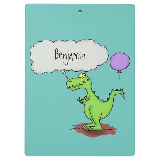 Niedliches Feuer atmet grün lustiger Drache Cartoo Klemmbrett (Rückseite)