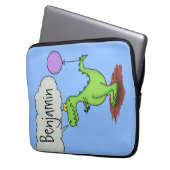 Niedliches Feuer atmet grün lustiger Drache Cartoo Laptopschutzhülle (Vorderseite Links)