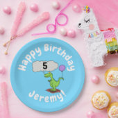 Niedliches Feuer atmet grün lustiger Drache Cartoo Pappteller (Party)