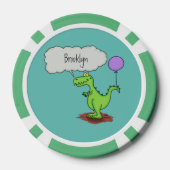 Niedliches Feuer atmet grün lustiger Drache Cartoo Pokerchips (Rückseite)