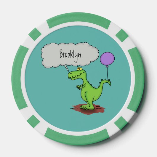 Niedliches Feuer atmet grün lustiger Drache Cartoo Pokerchips (Rückseite)