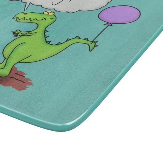 Niedliches Feuer atmet grün lustiger Drache Cartoo Schneidebrett (Ecke)