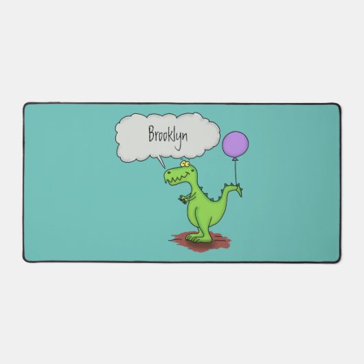 Niedliches Feuer atmet grün lustiger Drache Cartoo Schreibtischunterlage (Vorderseite)