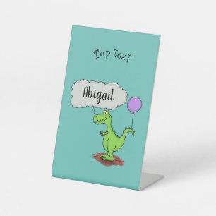 Niedliches Feuer atmet grün lustiger Drache Cartoo Sockelschild