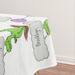 Niedliches Feuer atmet grün lustiger Drache Cartoo Tischdecke